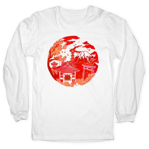 Japan's Mount Fuji and Shinto Shrines Inside the Rising Sun Longsleeve Tee